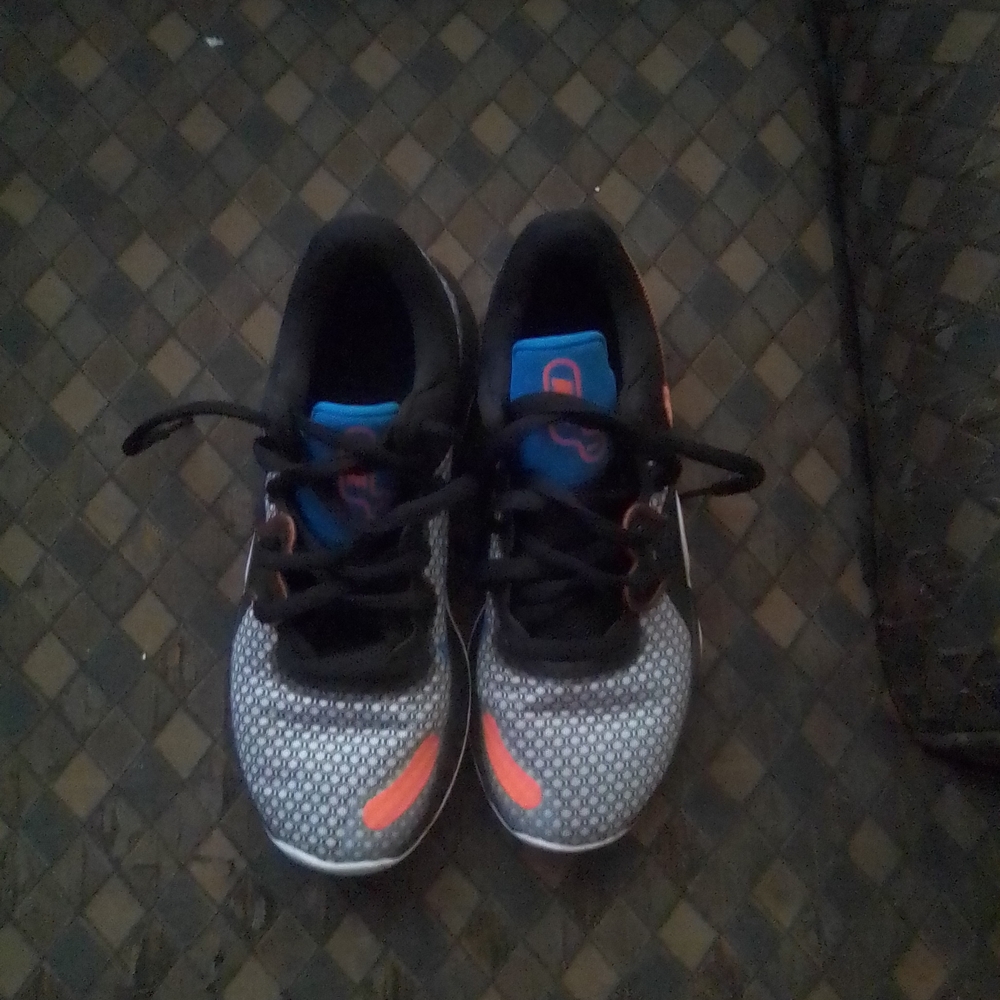 Black and Gray Athletic Shoes with Mesh Design